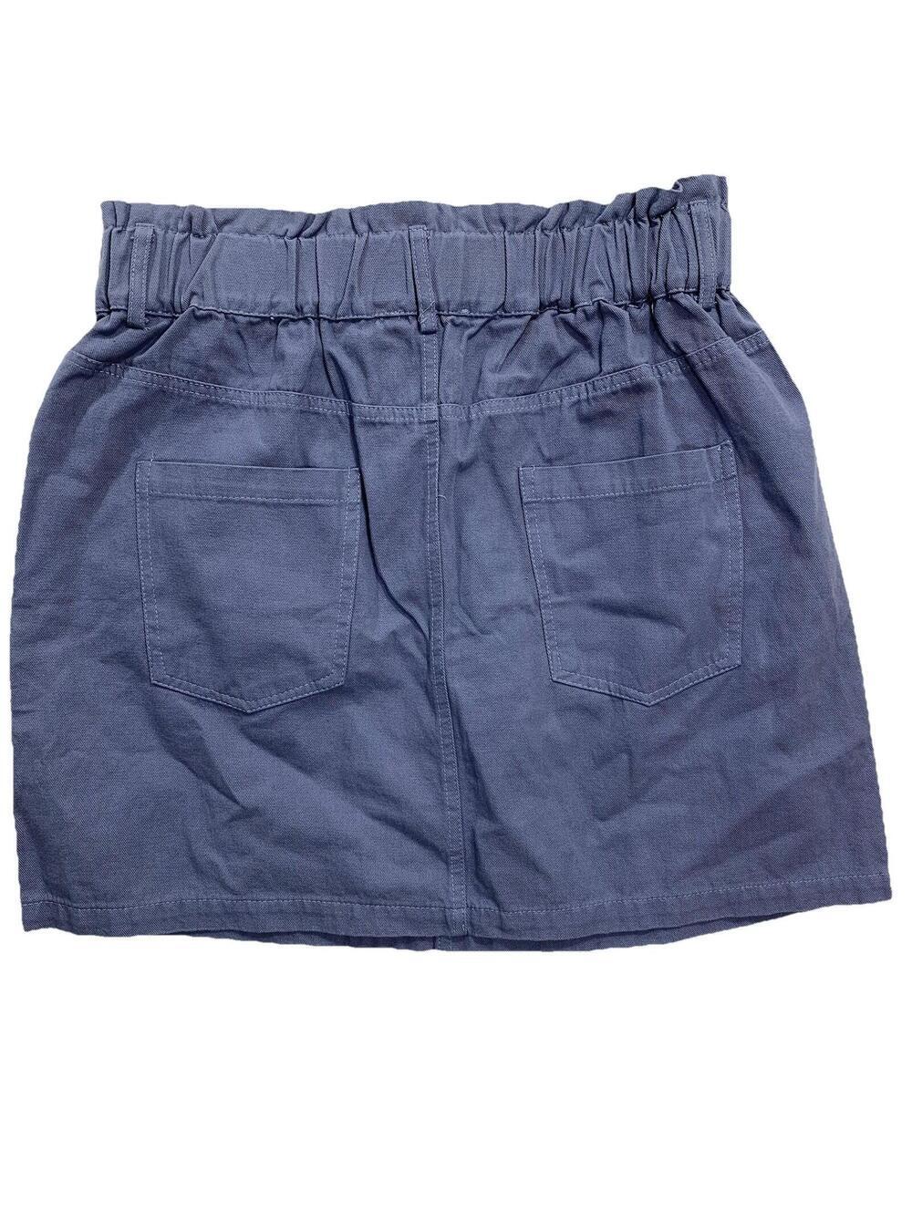 Entro Mini Skirt Womens L Blue Gray Cotton Paperbag Waist Twill S11750 - Picture 2 of 7